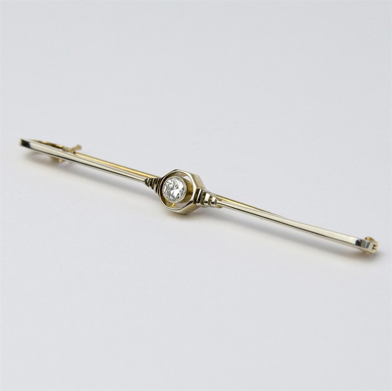 Art deco zlatá brož s diamantem