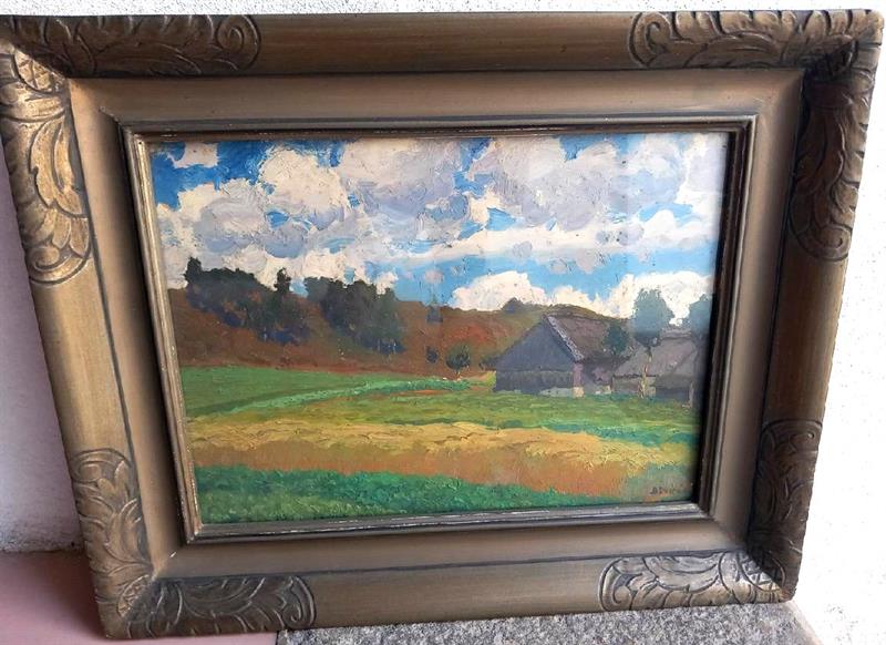 Krajina s domkem, Bohuslav Dvořák, žák Julia Mařáka