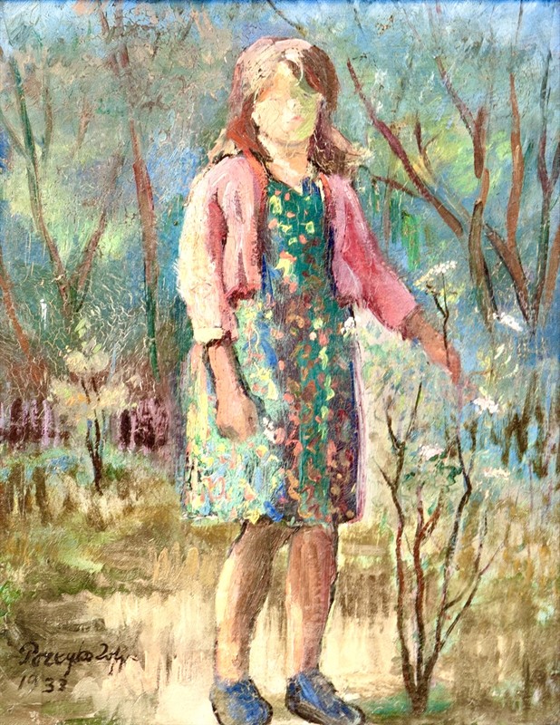 Neurčený autor : Dívka v květovaných šatech.