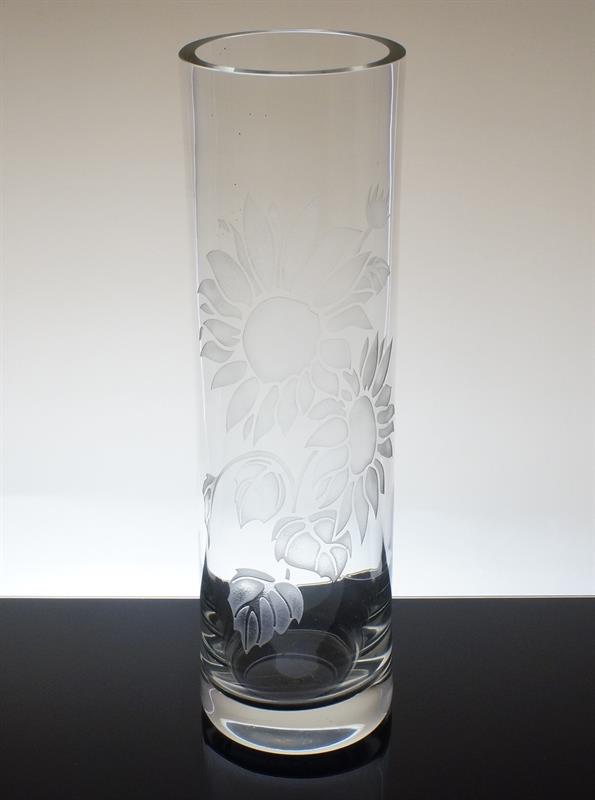 Váza květinový dekor M. JANKŮ Sklářská škola Železný Brod