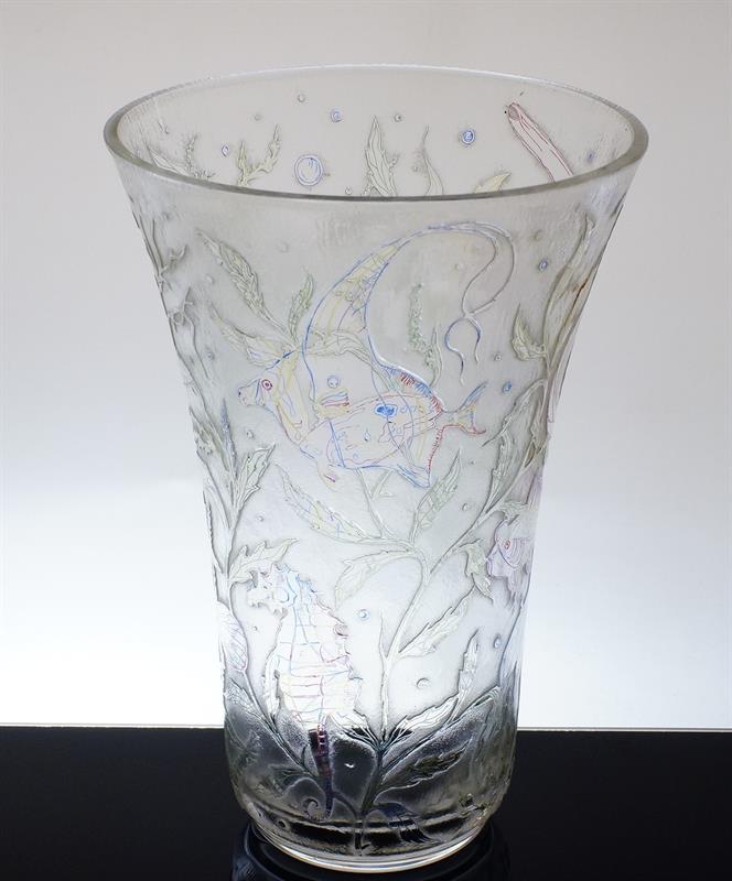 Váza s motivem "MOŘSKÝ SVĚT" Miloslav JANKŮ Železný Brod