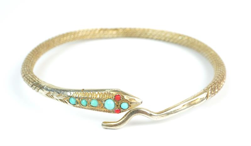 Stříbrný náramek had