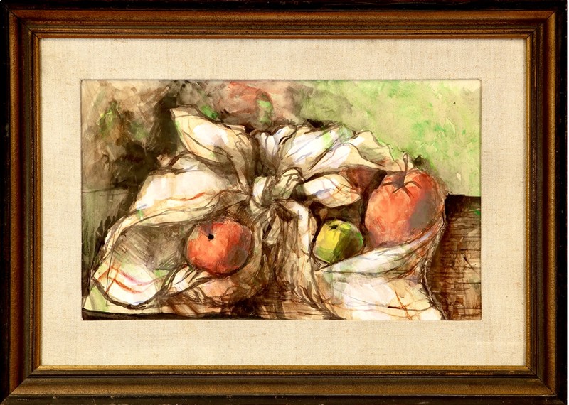 Jan Sládek: Zátiší s jablky (vyst.na výstavě KVU Aleš)