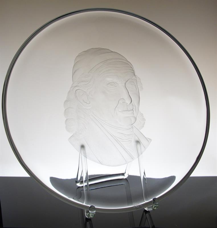 Velmi masivní rytá mísa EXBOR portrét Friedricha Egermanna