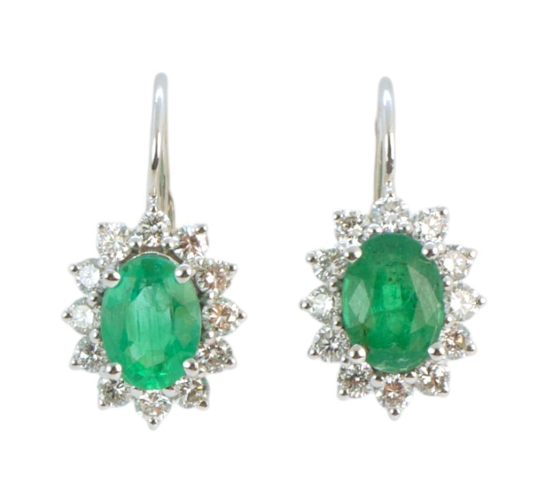 Zlaté náušnice se smaragdy a diamanty