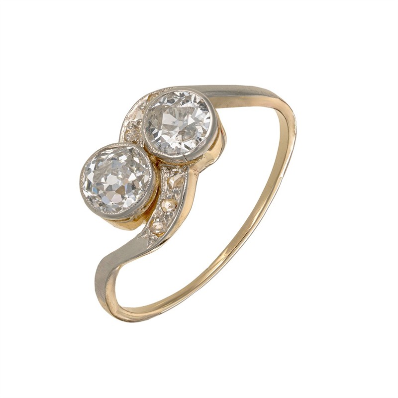 Zlatý prsten s přírodními diamanty (0,88 ct ) Art Deco