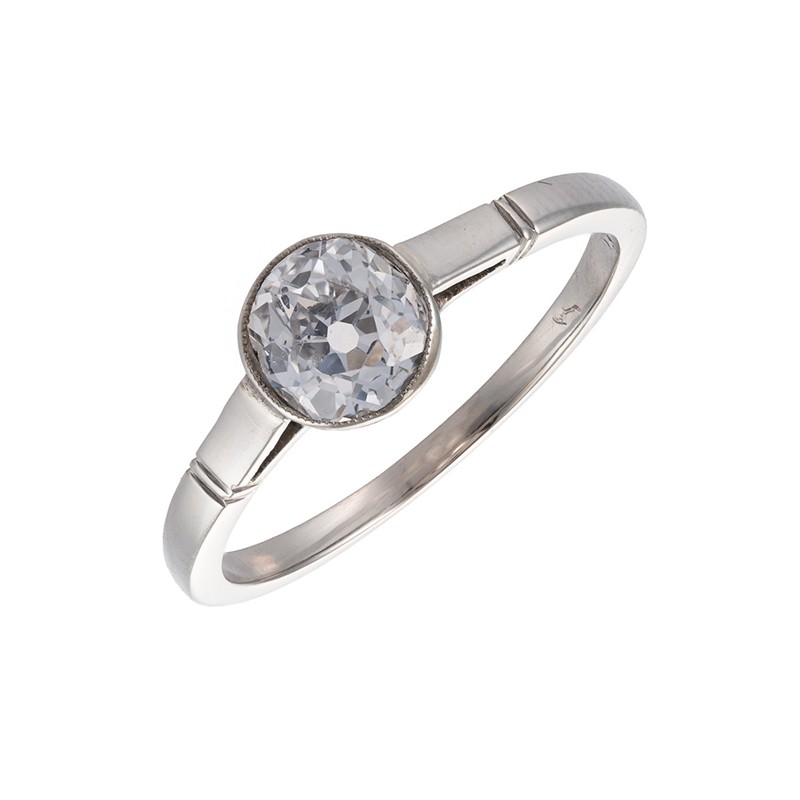 Art Deco solitérní diamantový prsten z bílého zlata 0,76 ct