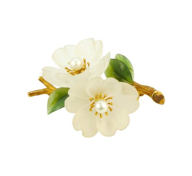 Zlatá brož - třešňové květy