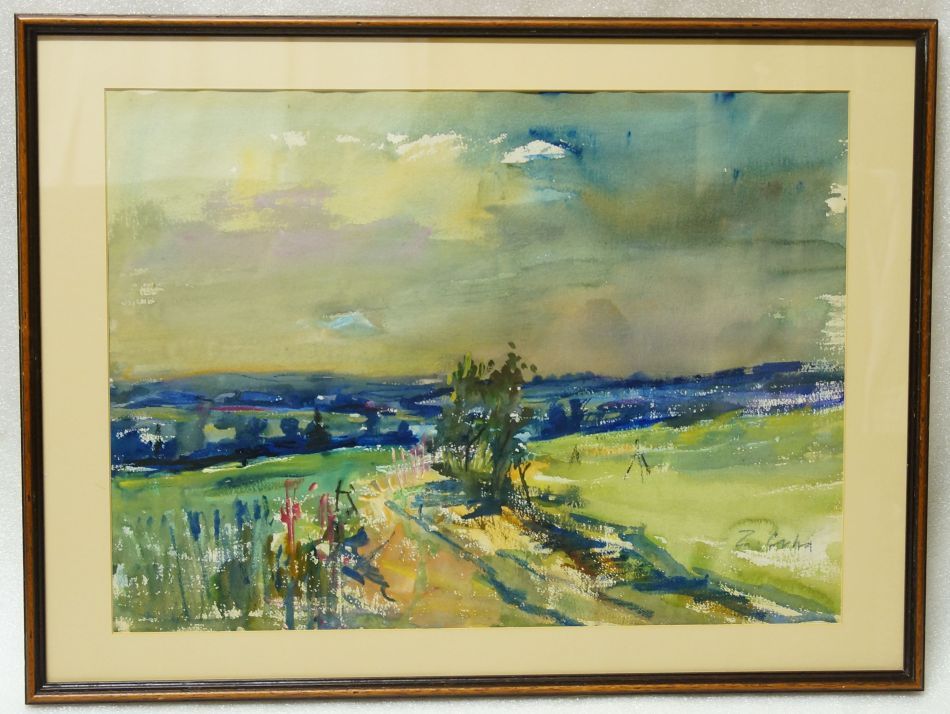 Letní krajina - Zdeněk CRHA, komb. tech. na papíře