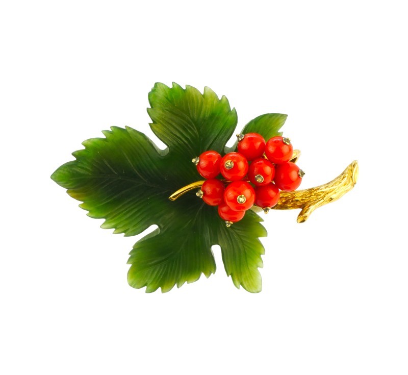 Zlatá brož ve tvaru větévky rybízu