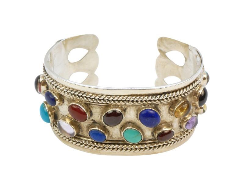 Stříbrný náramek s barevnými kameny