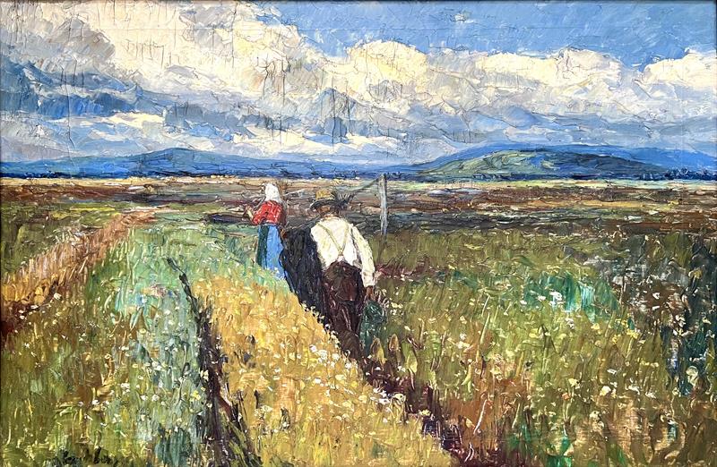 Neurčený autor: Návrat z pole (kol.1920) signováno