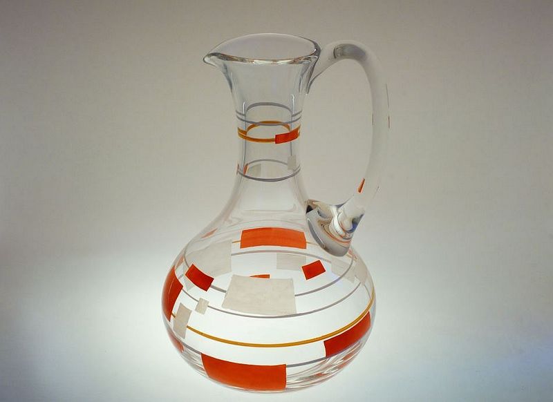 Karafa - váza s malovaným kubistickým dekorem