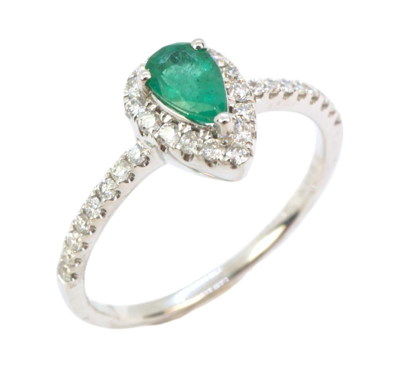 Zlatý prsten se smaragdem a brilianty