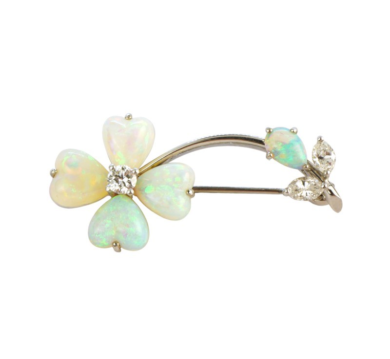 Zlatá brož s opály a brilianty