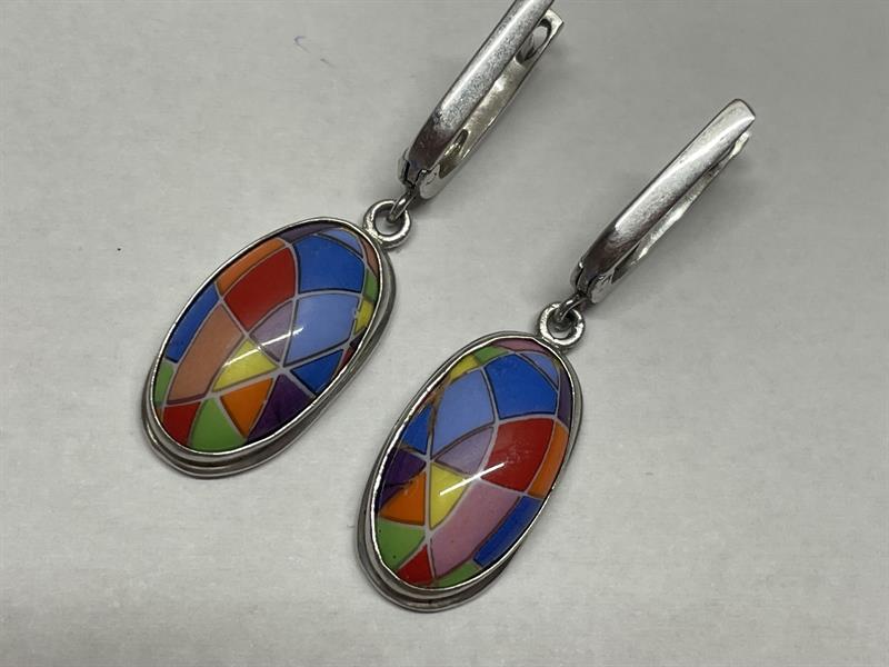 Stříbrné náušnice se smaltem