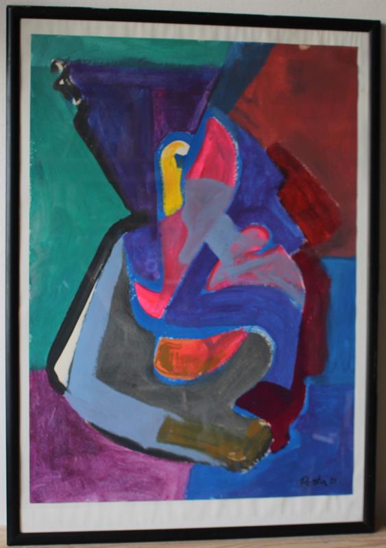 Abstraktní kompozice - sign - Olej