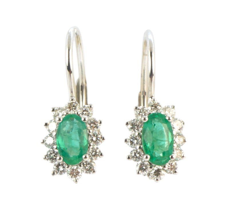 Zlaté náušnice se smaragdy a brilianty