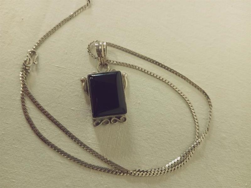 Náhrdelník stříbro a onyx - XXL