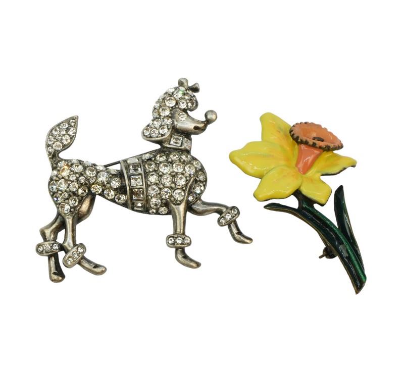 Dvě brože - pudl a narcis