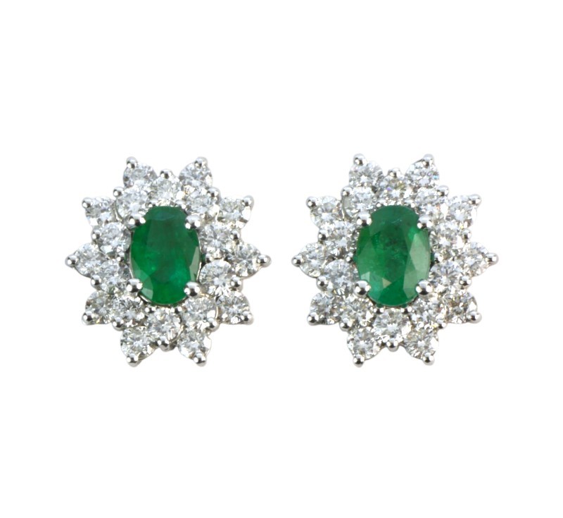 Zlaté náušnice se smaragdy a brilianty 2,1 ct