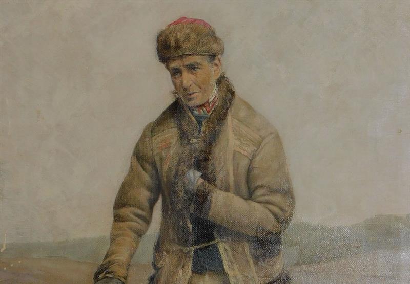 JAROSLAV KOŠAŘ - CESTA K DOMOVU, olej 1891