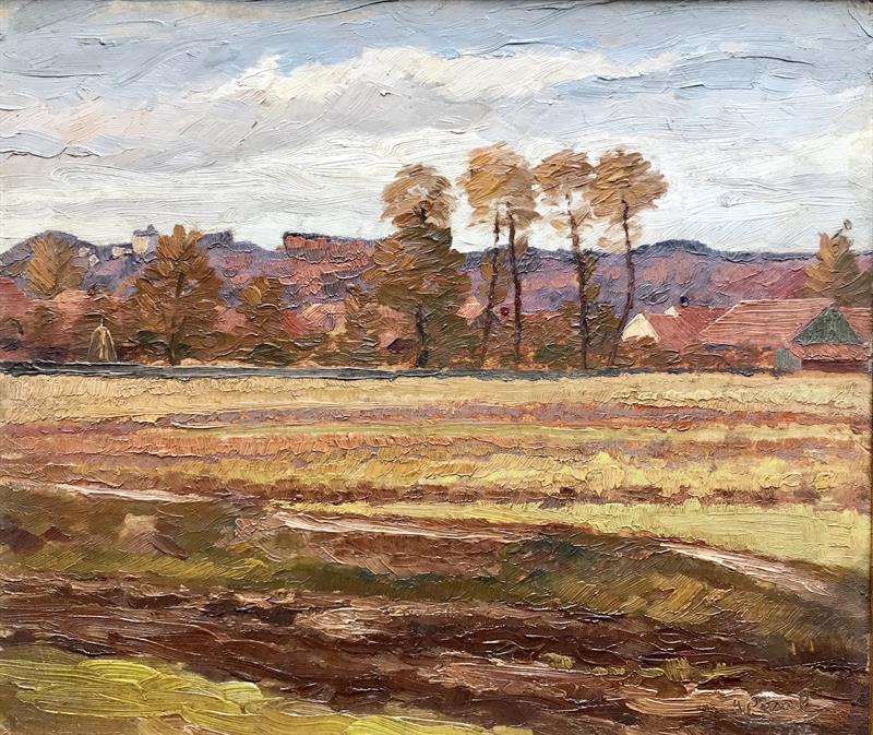 Jan Česal : Pohled na vesnici (1917)