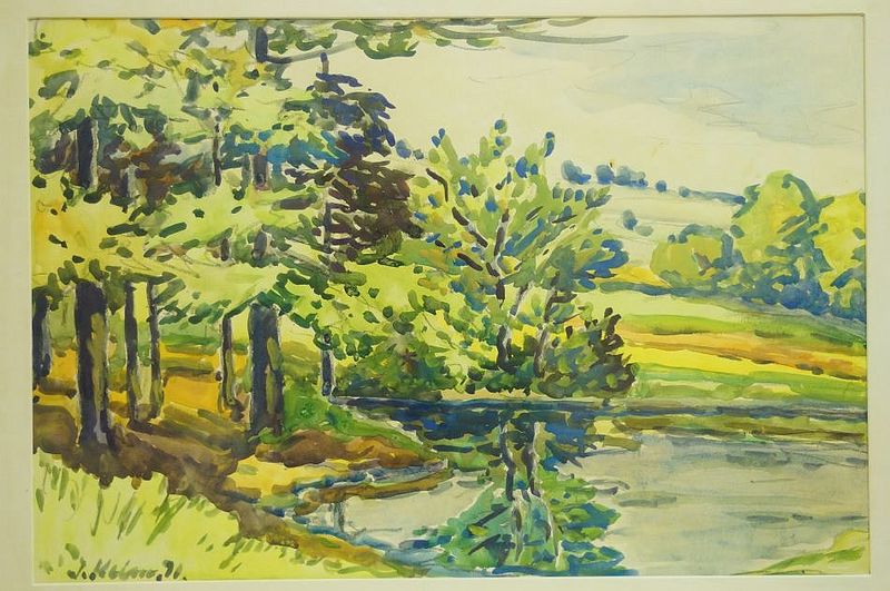 Jiří KAISER - "Les s tůňkou", komb. technika