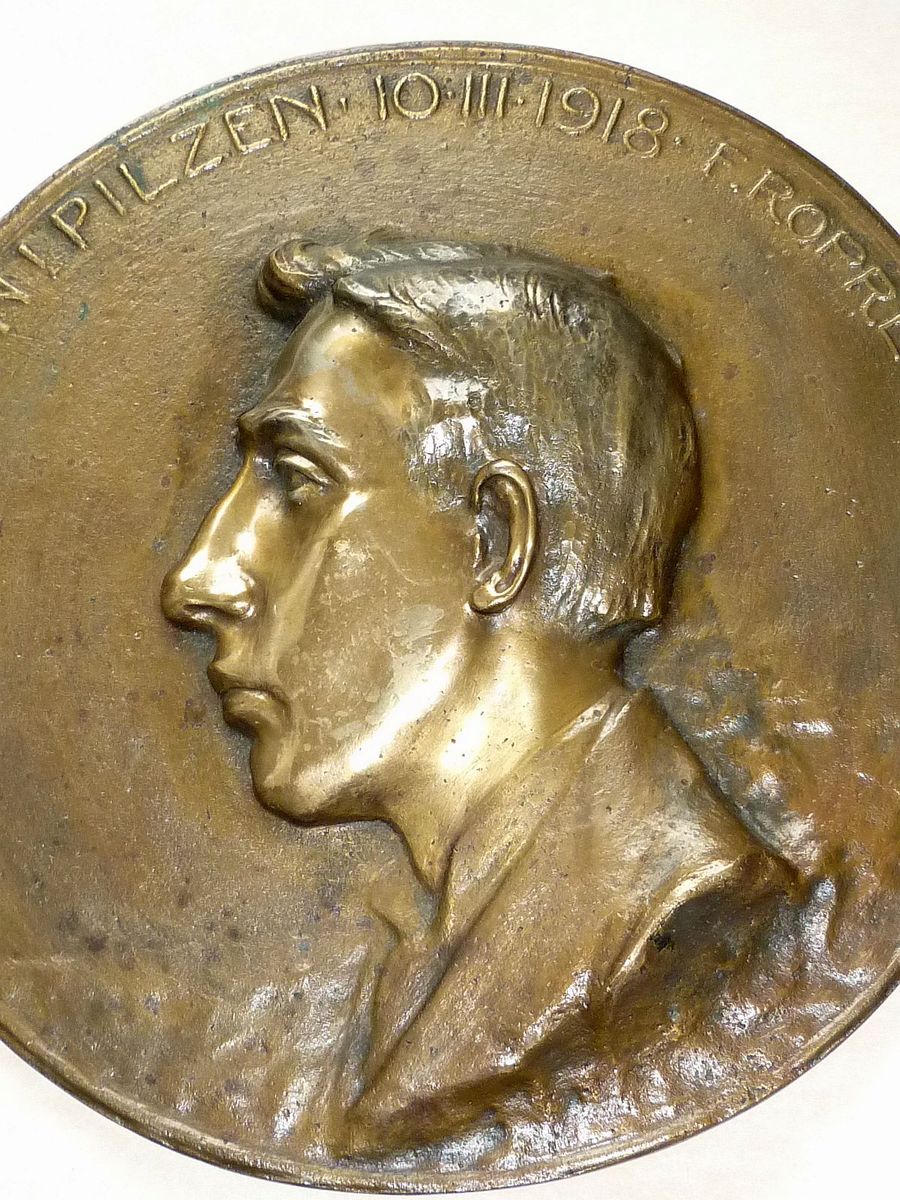 Velká bronzová pamětní deska 1918 Franc ROPRET (1878-1952)