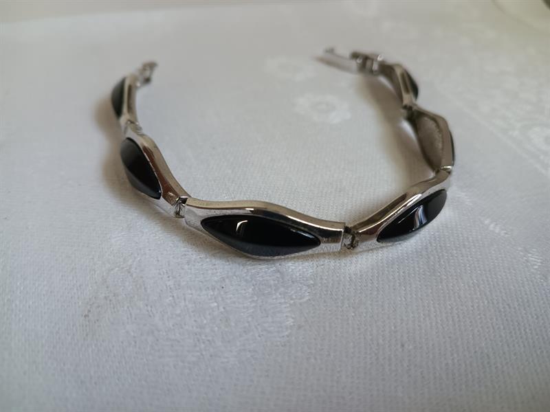 Náramek art deco stříbro a onyx