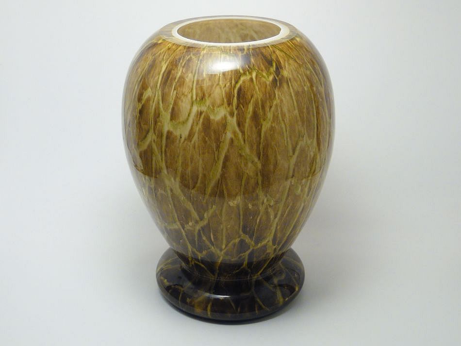 Velká váza se žíhaným dekorem a zataveným aventurinem - WMF IKORA Glas