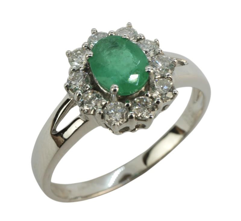 Zlatý prsten se smaragdem a brilianty