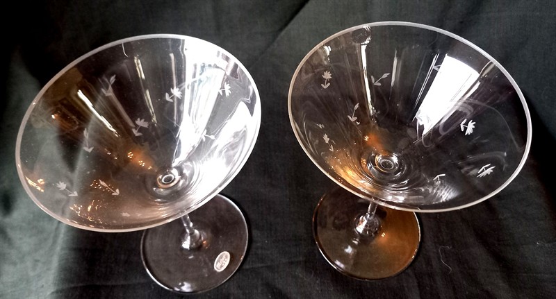 Moser sklenky na šampaňské, návrh H. Sattler, rok 1929