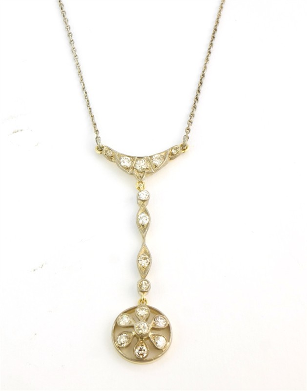 Zlatý Art deco náhrdelník s brilianty