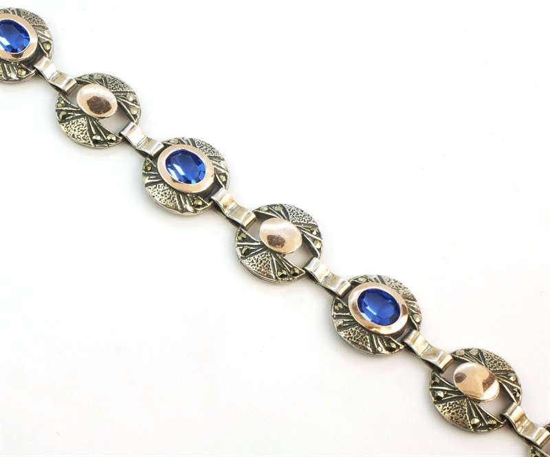 Stříbrný článkový náramek