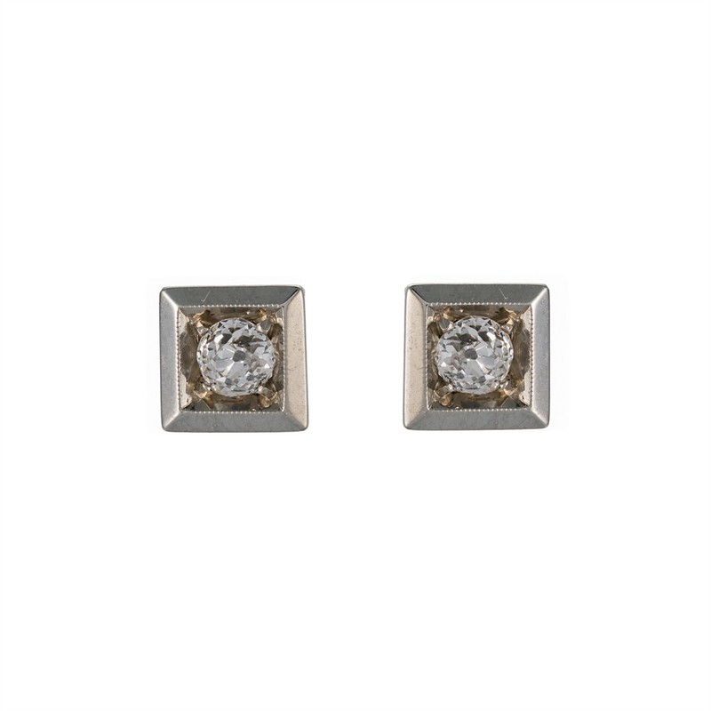 Art Deco diamantové náušnice 0,37 ct – certifikováno