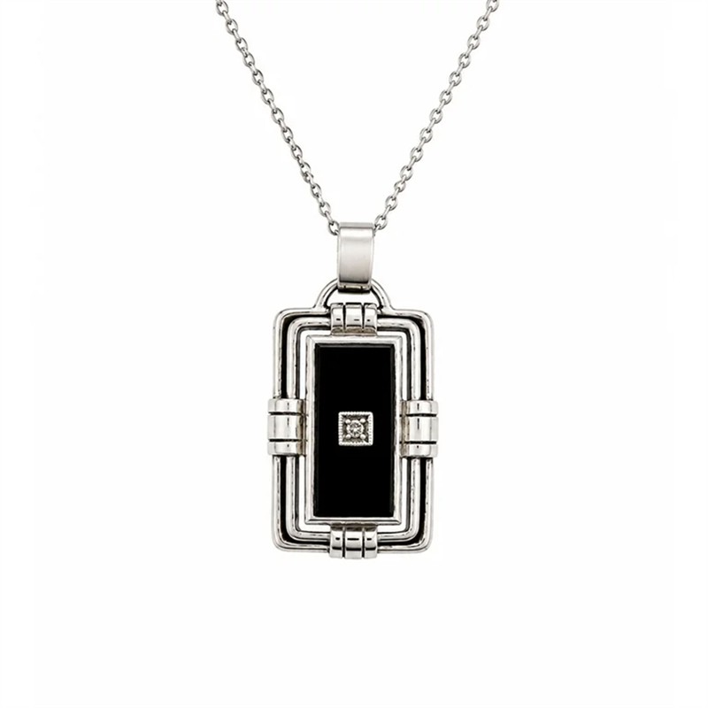 Stříbrný náhrdelník Art Deco s onyxem a markazity