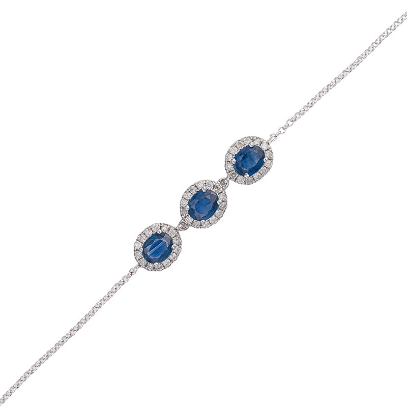 Elegantní náramek s přírodními safíry a diamanty