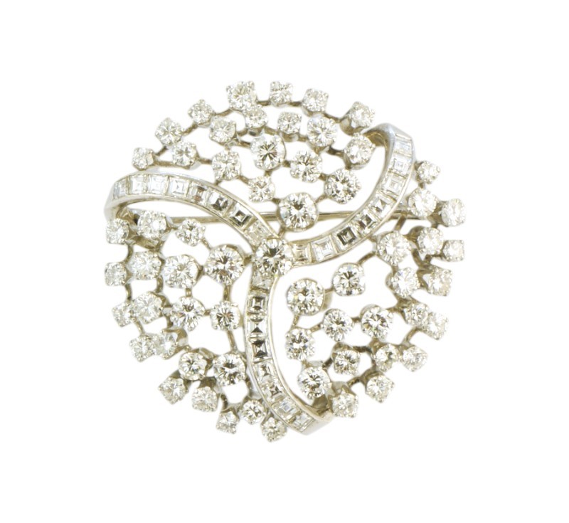 Luxusní briliantová brož, 6,48 ct