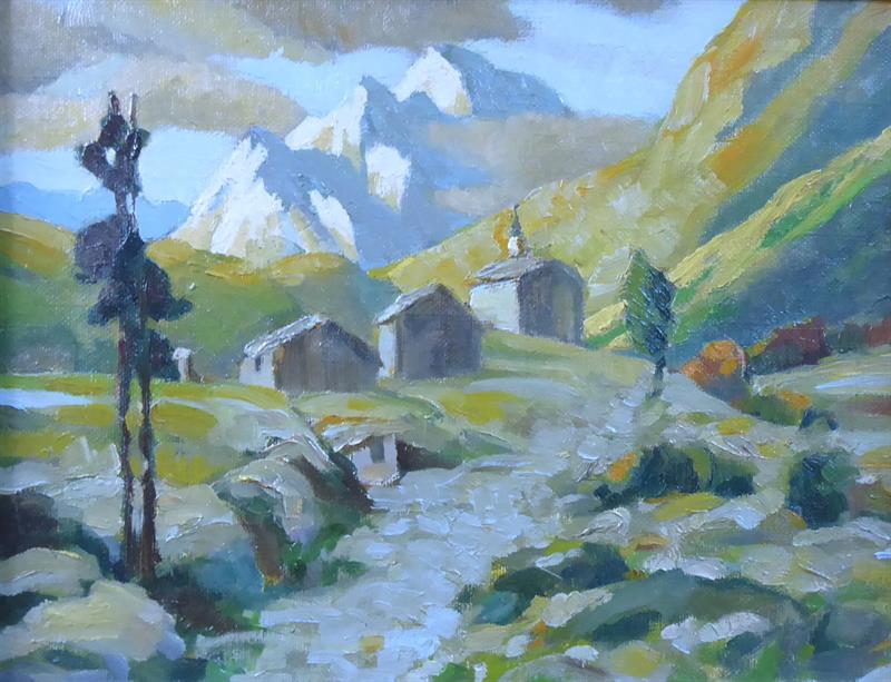 Horská krajina s kostelíkem