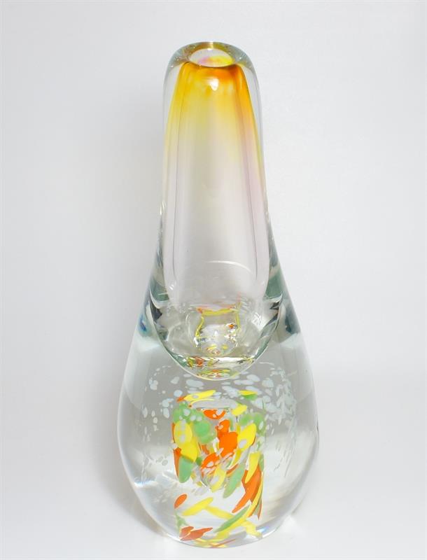 Masivní hutní váza zatavený barevný dekor - sklárna BERÁNEK