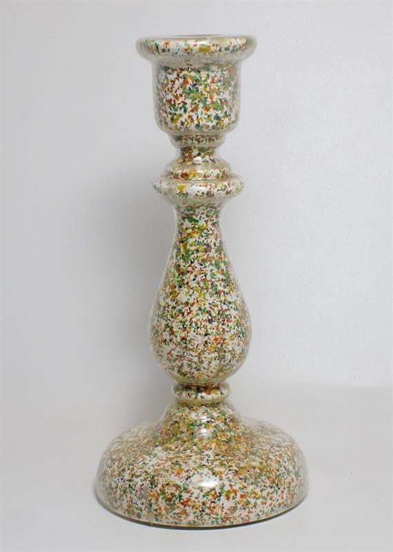 Svícen z dutého skla s pestrobarevným dekorem 19. století