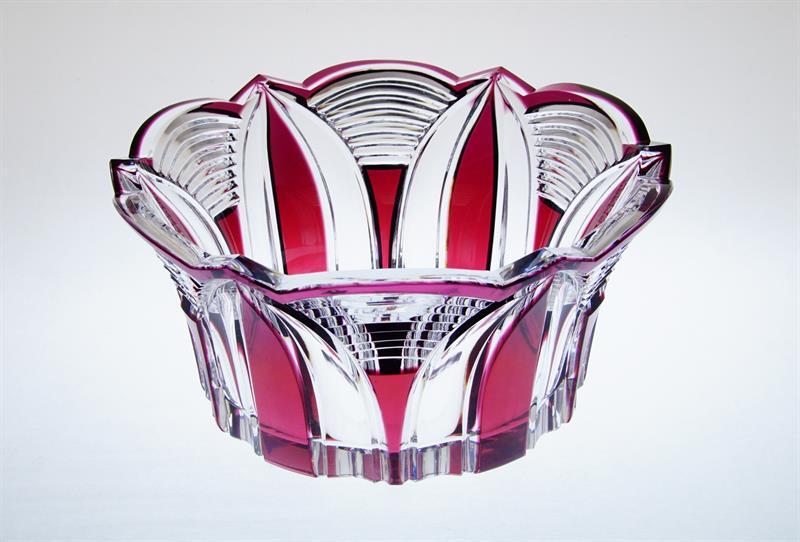 Mísa styl ART - DECO bohatě probrušované ametystové sklo