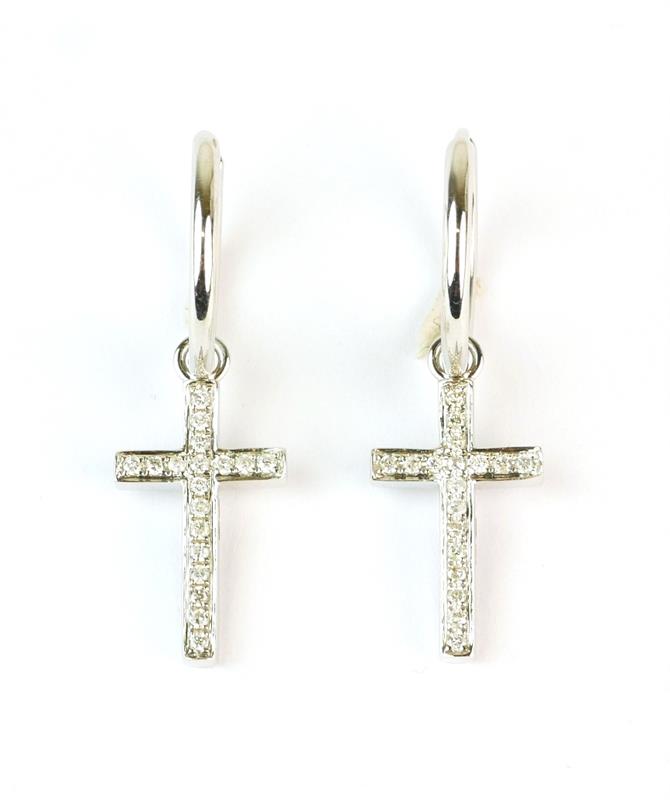 Zlaté náušnice s brilianty - křížky