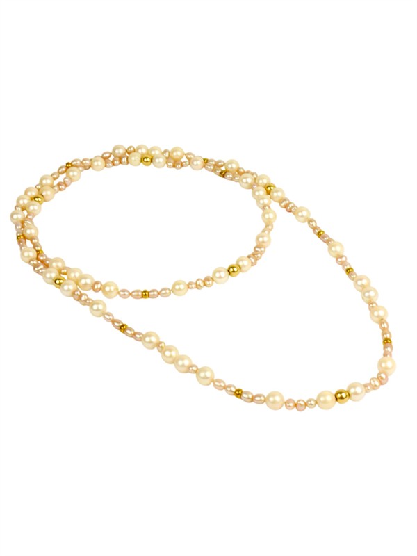 Perlový náhrdelník se zlatými kuličkami