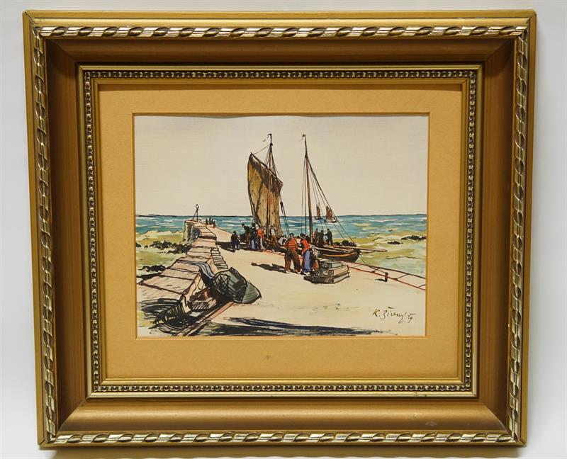 Rybáři u svých lodí - obrázky z cest Karel ŽIVNÝ komb. tech