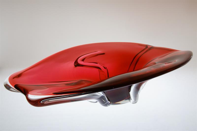 Velká rubínová mísa hutní sklo Frant. ZEMEK ÚUŘ Škrdlovice