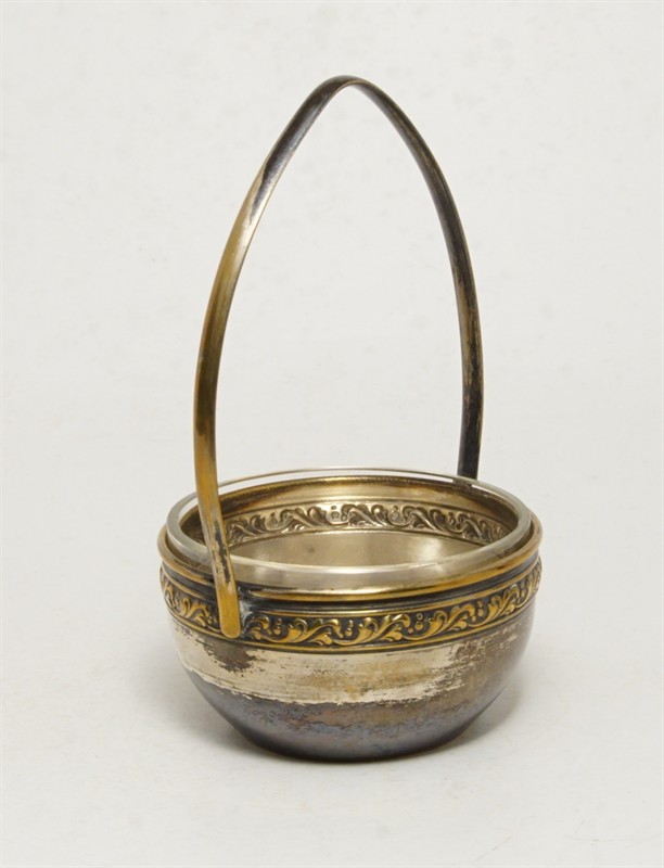 Vídeňská secese košíček se skleněnou vložkou ARGENTOR I.G.