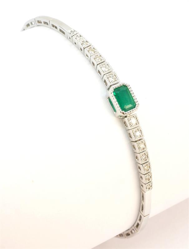 Zlatý náramek se smaragdem a brilianty