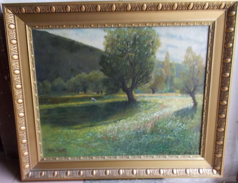 Jarní krajina s loukou a stromem, Petr Jaroš, *1859 v Praze